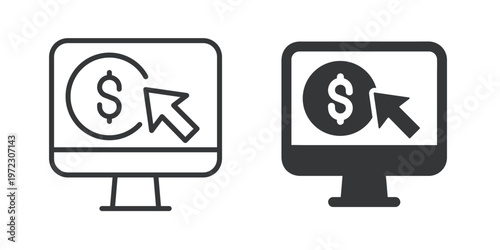 Online Banking thin line and solid icon. Multi series icon. Web minimal icon