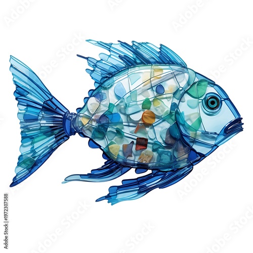 Sculpted Fish from Blue Bottle Plastic