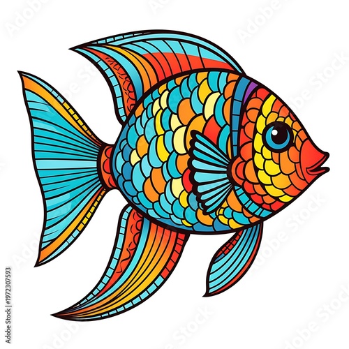 Aquatic Cartoon Fish Linear Sea Creature