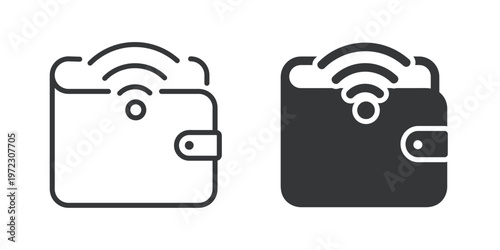 Digital Wallet thin line and solid icon. Multi series icon. Web minimal icon