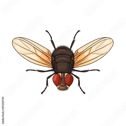 Whimsical Fly Cartoon Line Art Drawing