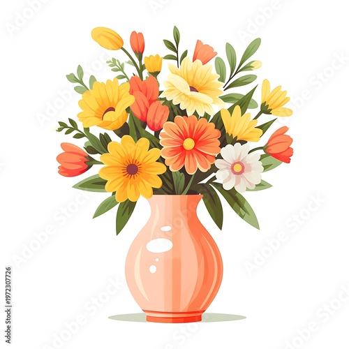 Elegant Floral Vase Vector Design