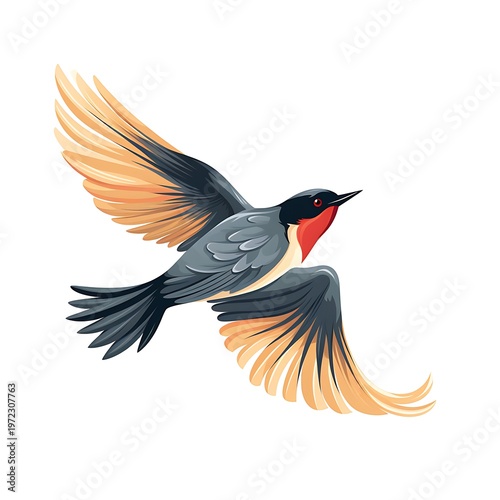 Colorful Flying Bird Cartoon Vector Illustration