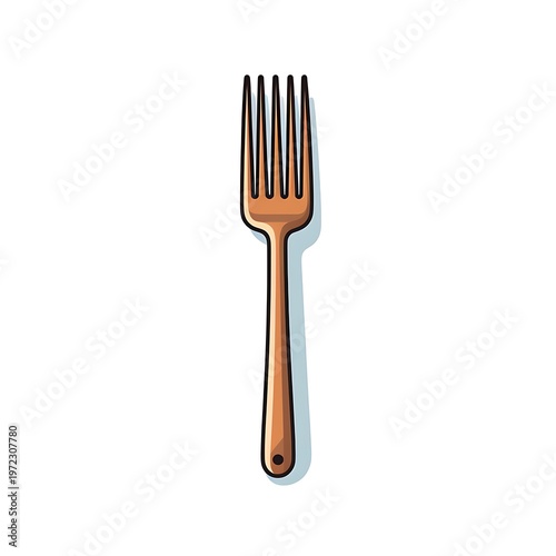 Fork Line Cartoon Vector Isolated Illustration
