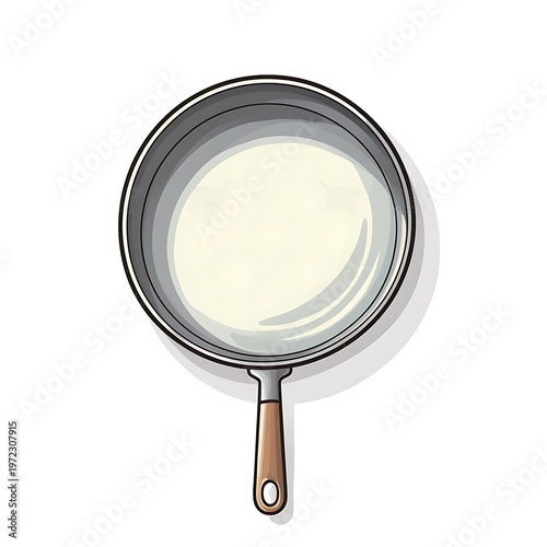 Minimalistic Frying Pan Line Vector Illustration
