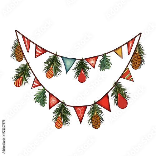 Festive Garland Party Cartoon Vector Graphic