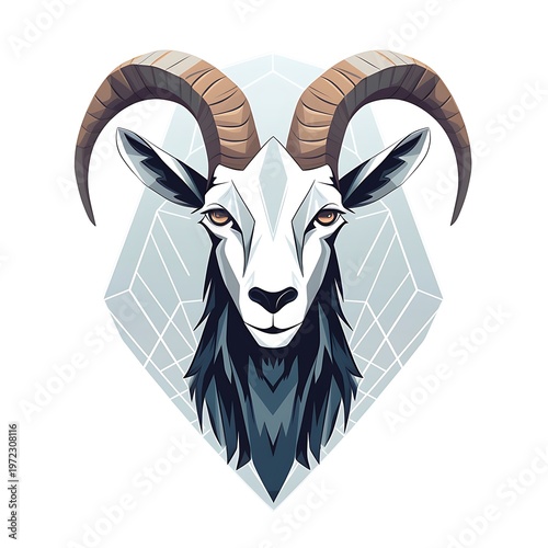 Graceful Goat Silhouette in Linear Style