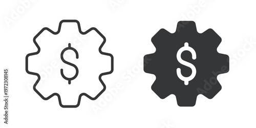 Financial Settings thin line and solid icon. Multi series icon. Web minimal icon