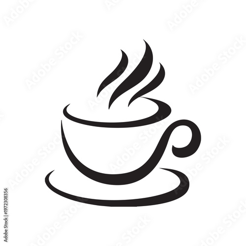 Cup of hot coffee silhouette vector illustration