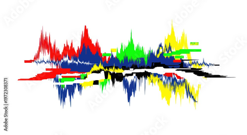 Colorful sound wave equalizer abstract art with reflection