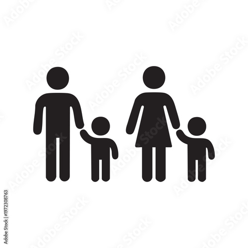 Family Silhouette Icon Vector Illustration