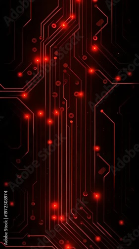 Digital Circuit Board with Red Lights.