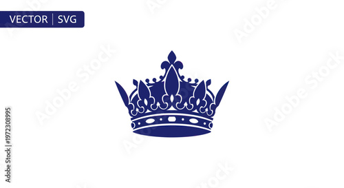 Royal Blue Crown Silhouette - Symbol of Power, Royalty, and Authority