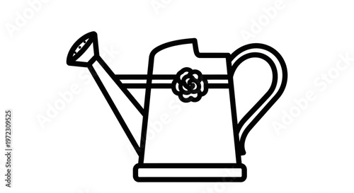 Watering can with a classic design, featuring a spout and handle for easy pouring and gardening tasks.