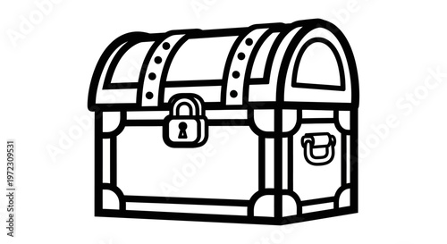 Treasure chest with ornate metal design and a prominent padlock for secure storage of valuables and collectibles.