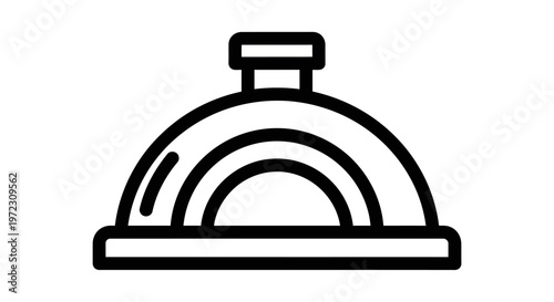 Icon of a ceramic dish with a rounded lid, featuring a small handle at the top. Illustration of a serving bowl.