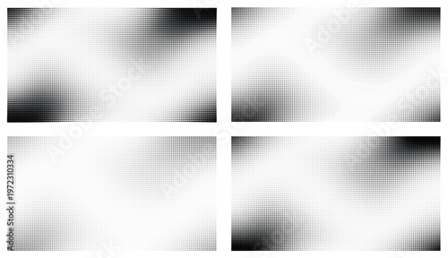 Abstract blurred gradient background set, monochrome black and white mesh texture, soft smoky vector collection for modern web design