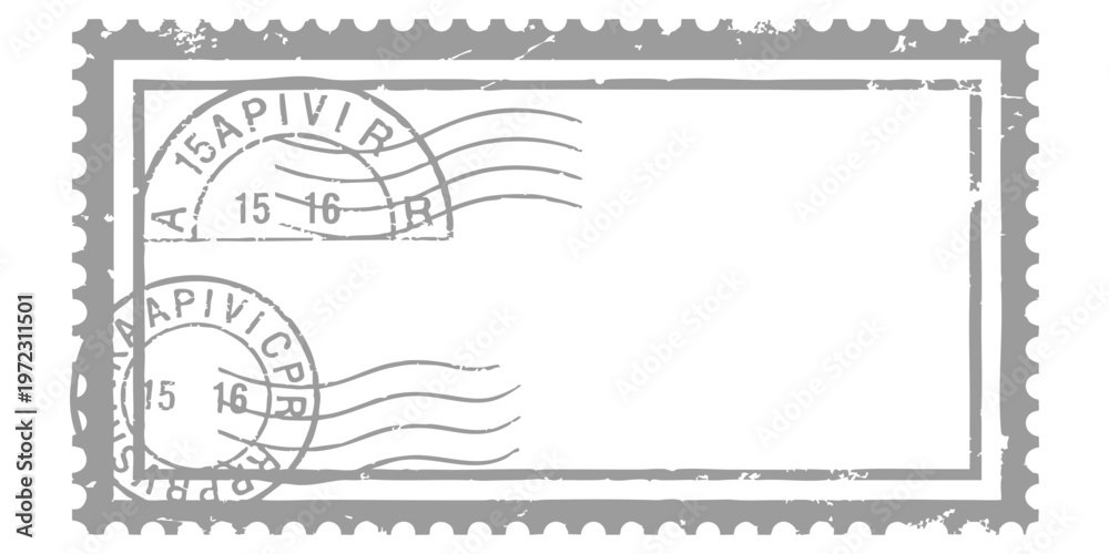 Obraz premium Blank vintage postage stamp with postmark cancellations isolated on white background vector illustration for mail design