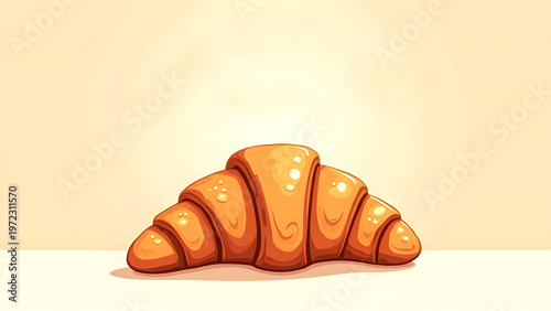 Happy National Croissant Day greeting card with a cute croissant illustration and hearts.