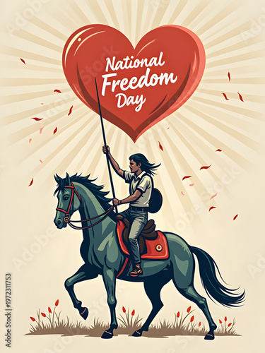 National Freedom Day vintage poster illustration background
