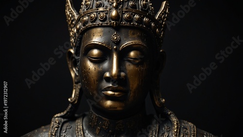 Statue of woman with crown on her head, high quality conceptual artwork - Generative AI