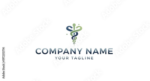 Medical logo with rod of Asclepius.