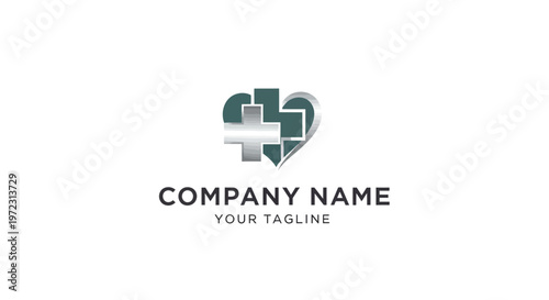Medical logo with heart and cross symbol.