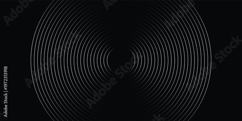 Create a bold look with a centric circle background featuring vector graphics of sound waves.