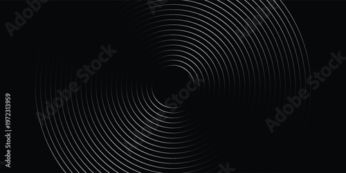 Create a bold look with a centric circle background featuring vector graphics of sound waves.