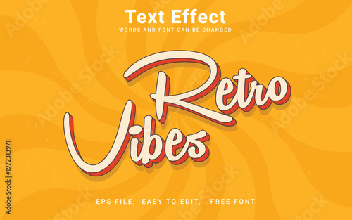 Editable retro vibes text effect vector style in Illustrator