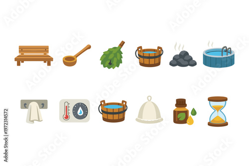 Sauna And Spa Icons Collection