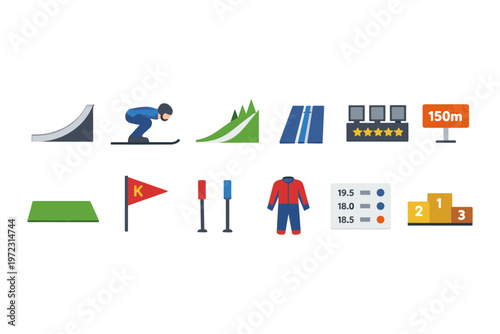Ski Jumping Icons Collection