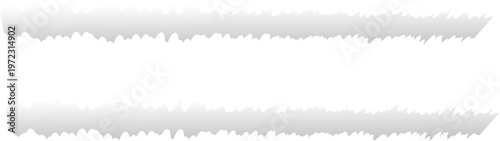 Blank ripped paper edge elements with ragged texture isolated on white background, Gradient style torn paper design. 