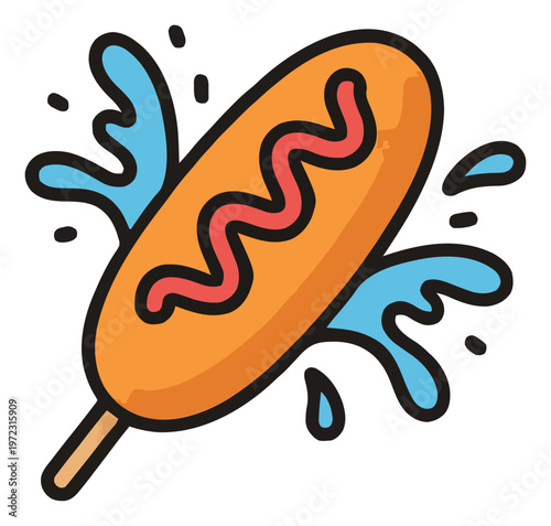 Minimalist corn dog line art vector icon. Generative AI