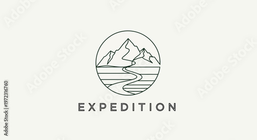 Expedition logo with mountain landscape.