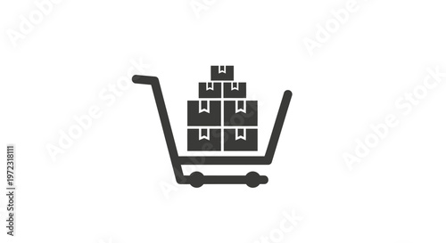 Shopping cart with stacked boxes.