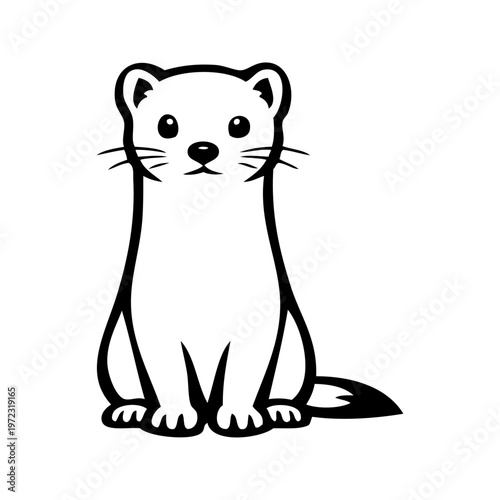 Logotipo con dibujo sencillo con líneas de una comadreja o armiño de frente 
