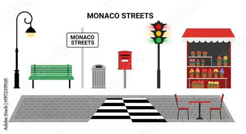 Monaco Street Elements Collection for Urban Design and Illustration.