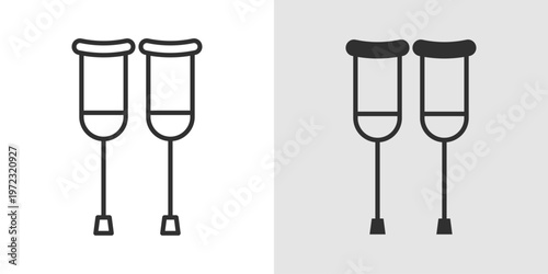 Crutches Icon representing mobility support and rehabilitation, commonly used to assist individuals recovering from injury or surgery.