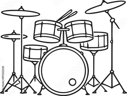 Drum Kit Illustration, Drum Set Vector Icon