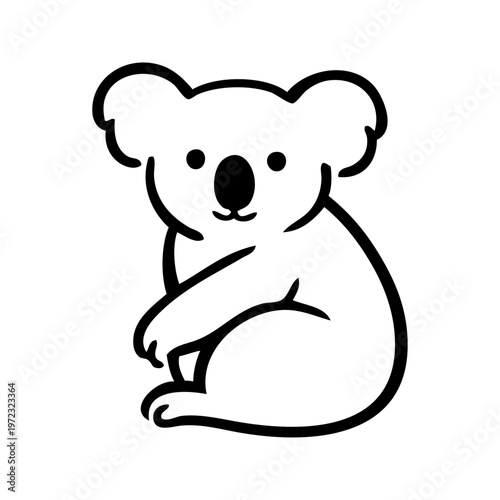 Logotipo con dibujo sencillo con líneas de un koala sentado de perfil, mirando al frente 