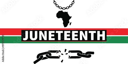 Juneteenth celebration symbol with african map and broken chains Vector
