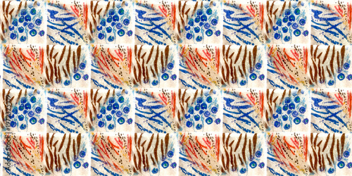 Tableau sur toile Acrylic Texture. Colored Animal Skin Tiger.