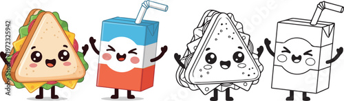 tiffin lunch box doodle school cartoon vector illustration of children learning kid color book