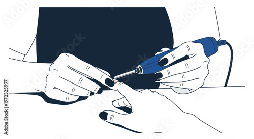 Manicurist Using Electric Nail File for Manicure Treatment