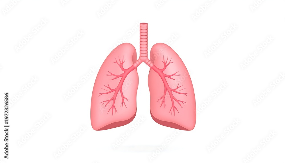 Fototapeta premium Human Respiratory System - Anatomical Illustration of Lungs.