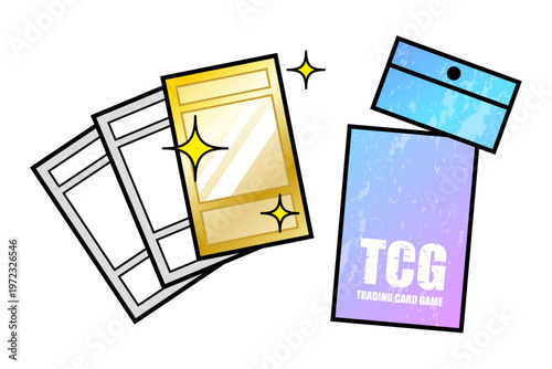 シンプルなトレーディングカードのイラスト パック開封 ベクター素材