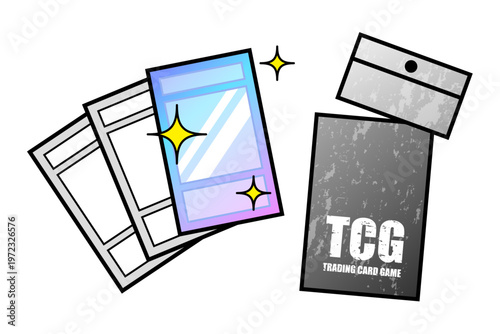 シンプルなトレーディングカードのイラスト パック開封 ベクター素材