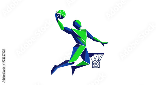 Geometric Basketball Player Dunking