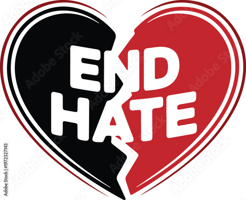 Shattered triangular warning sign in red and black, containing the impactful phrase 'END VIOLENCE' in stark white uppercase letters, symbolizing the urgent need to dismantle aggressive behaviors.